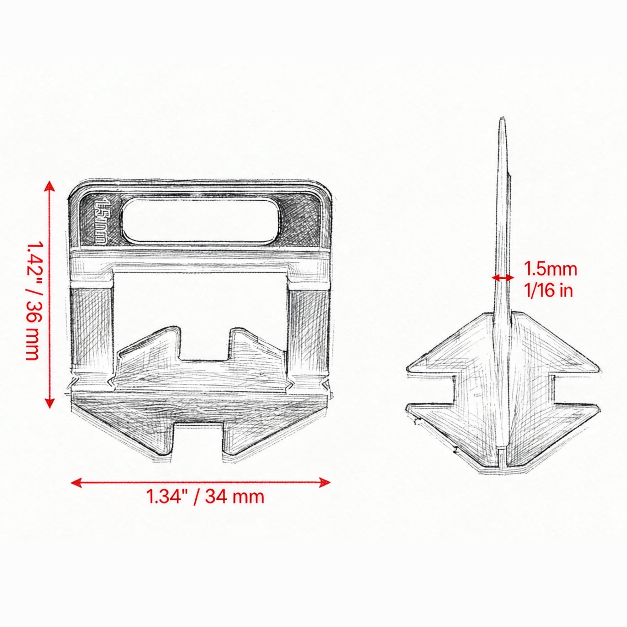 2200-Piece Tile Leveling System Clips (1/16" / 1.5 mm), DIY Tile Leveler Spacers for Ceramic & Stone Installation（Wedges Not Included）