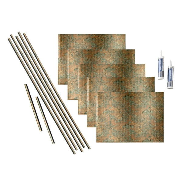 FASÄDE Rib Decorative Vinyl Backsplash 15 sq ft Kit in Copper Fantasy