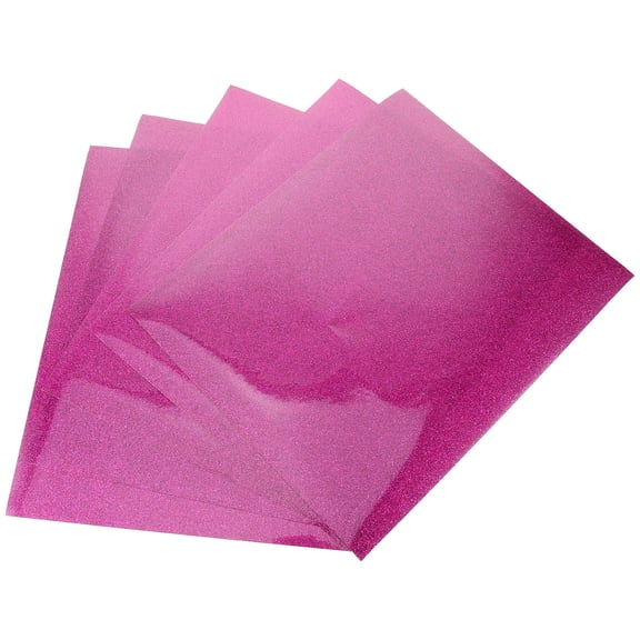 DEEPCRAFF 5-Pack Adhesive Heat Transfer Vinyl for Clothing, Glitter Custom Shapes for Craft Projects