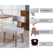 Guyou Dining Chairs Set of 6, Mid-Century Modern Linen Upholstered Kitchen Chairs with Curved Backrest, Wooden Side Chairs for Dining Kitchen Living Room Bedroom, Grey