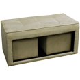 thumbnail image 1 of ORE International Pouf de Rangement en Polyuréthane 16.5" avec 2 Sièges en Beige, 1 of 2