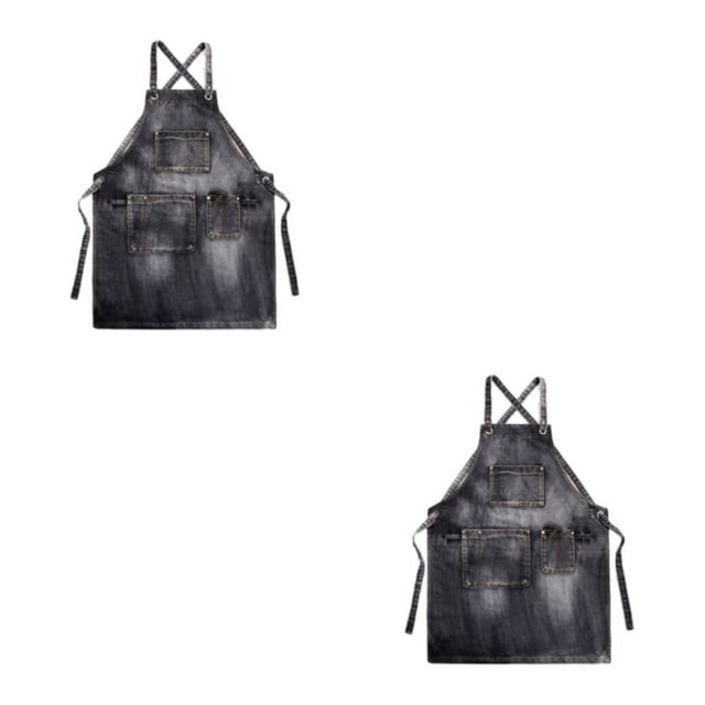 Youkk Stylish And Durable Apron For Unisex Kitchen And Work Kitchen Apron Cloth Working Apron Work Apron Affordable Black 2Set