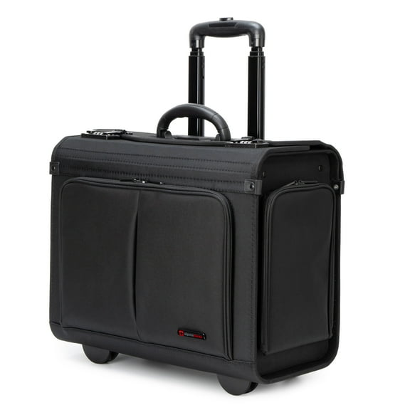 Alpine Swiss Rolling Briefcase Work Overnight Travel Bag Dual Locks Carry on Business Attache Case Black