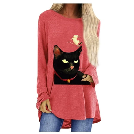 

Women Casual Print Creawneck Loose Long Sleeve T-shirt Top Blouse Pullover Plus Size Loose Fit Sweatshirt Pullover