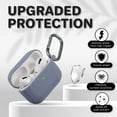 thumbnail image 2 of Insten Liquid Silicone Case Compatible with AirPods Pro 2019 Earbuds, Protective Soft Gel Cover Skin with Portable Keychain, Supports Wireless Charging [Front LED Visible] Lavender Purple, 2 of 9