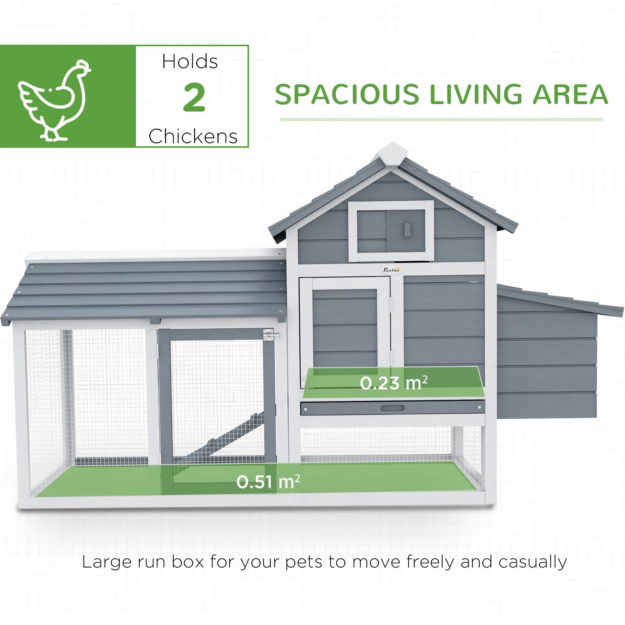 Dog Crate, PawHut 59" Small Wooden Chicken Coop Hen House Poultry Cage for Outdoor Backyard with 2 Doors, Nesting Box and Removable Tray, White, White Pet Playpen,Wood Chicken Coop