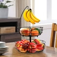 thumbnail image 1 of Auledio Houseware 2-Tier Metal Fruit Basket with Detachable Banana Tree Hanger for Kitchen Counter, Black, 1 of 8