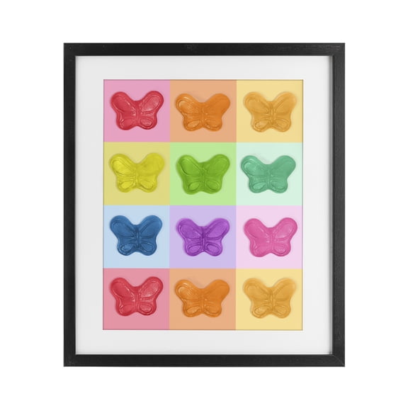 Stupell Industries Colorful Butterflies Candy Black Framed Print Under Glass, design by LISH Creative
