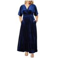 thumbnail image 2 of OSFVNOXV Womens Plus Size Velvet Dresses Vintage Formal High Waist Puff Sleeve Sweetheart Neck Side Split Flowy Maxi Wedding Guest Dress, 2 of 4