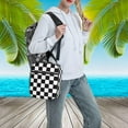 thumbnail image 3 of Black White Checkered Lunch Box - Insulated Lunch Bags for MenWomenWomenMen Detachable Handle Lunchbox Meal Tote Bag, 3 of 7