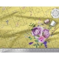 thumbnail image 2 of Soimoi Rayon Fabric Watercolor Flower Geometric Print Sewing Fabric Yard 42 Inch Wide, 2 of 3