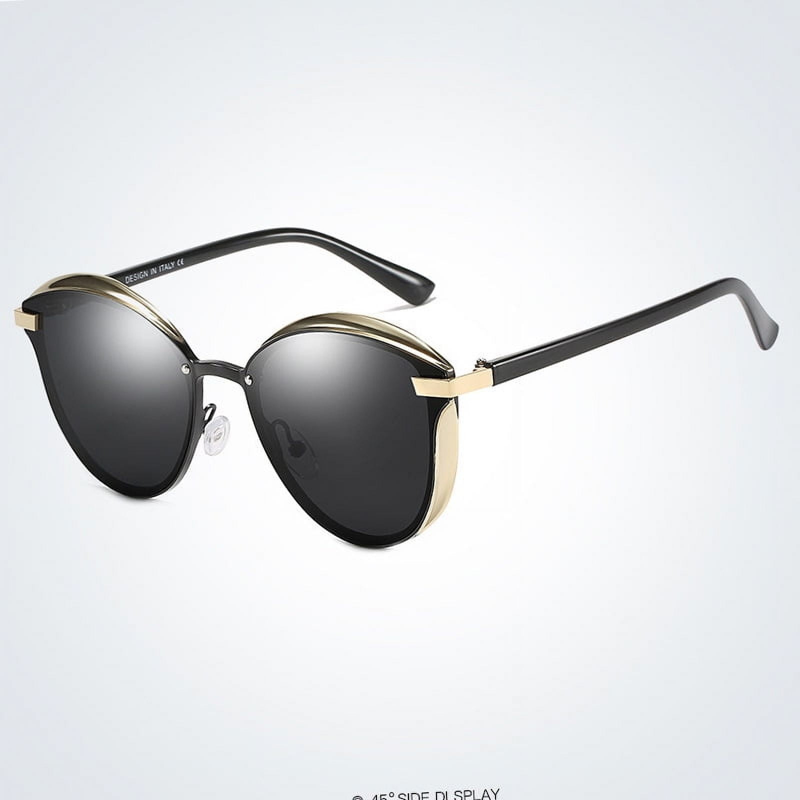KKTREE Serenade Cat-Eye Polarized Sunglasses, Retro UV400 Protection, Golden Metal Frame
