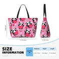 thumbnail image 5 of KLL Panda Heart Valentine Pink Print Large Beach Tote Bag Women Waterproof Sandproof Zipper Beach Tote Bag for Pool Gym Grocery Travel with Wet Pocket, 5 of 7