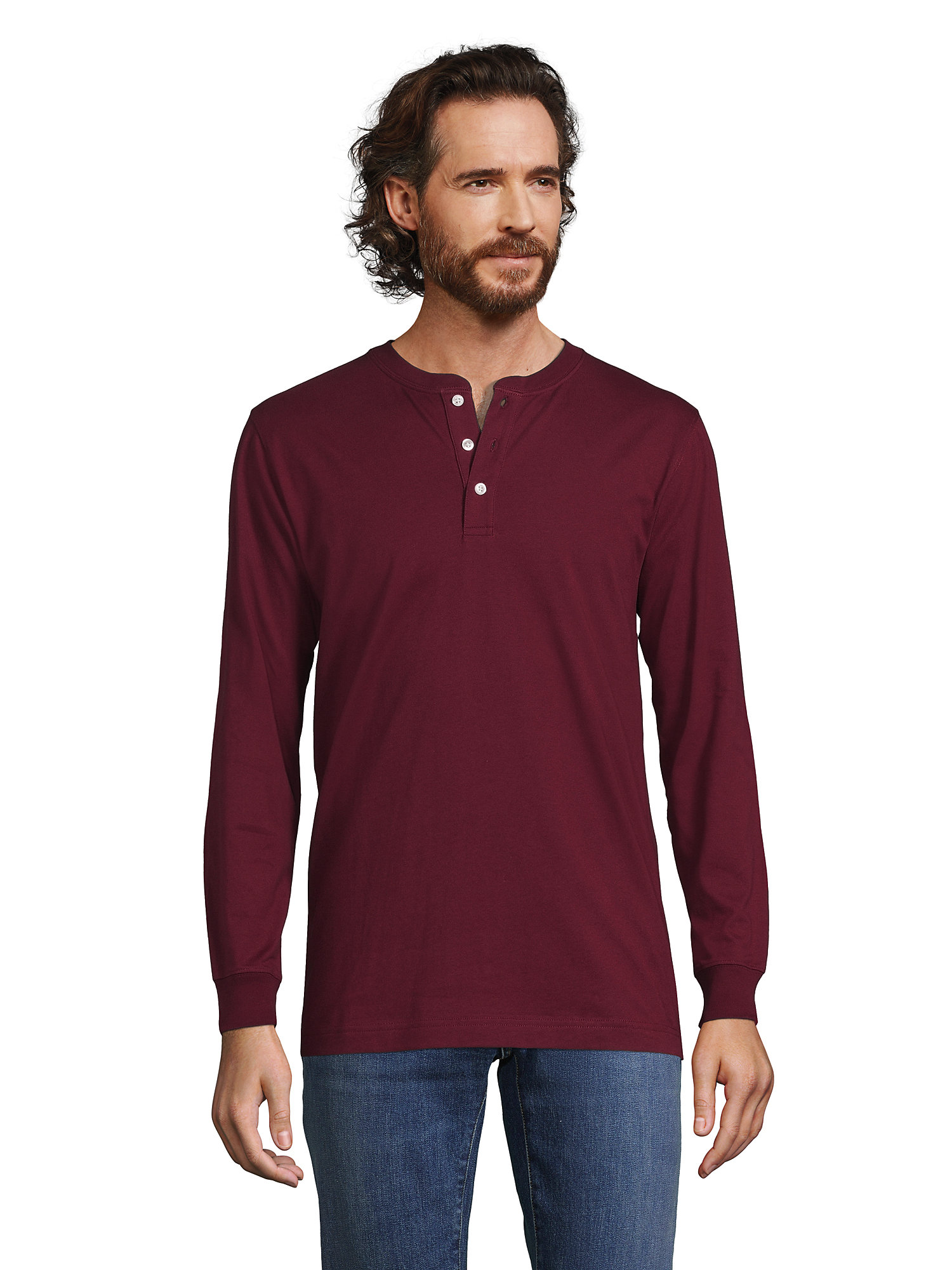 Lands' End Men's SuperT Long Sleeve Henley Shirt