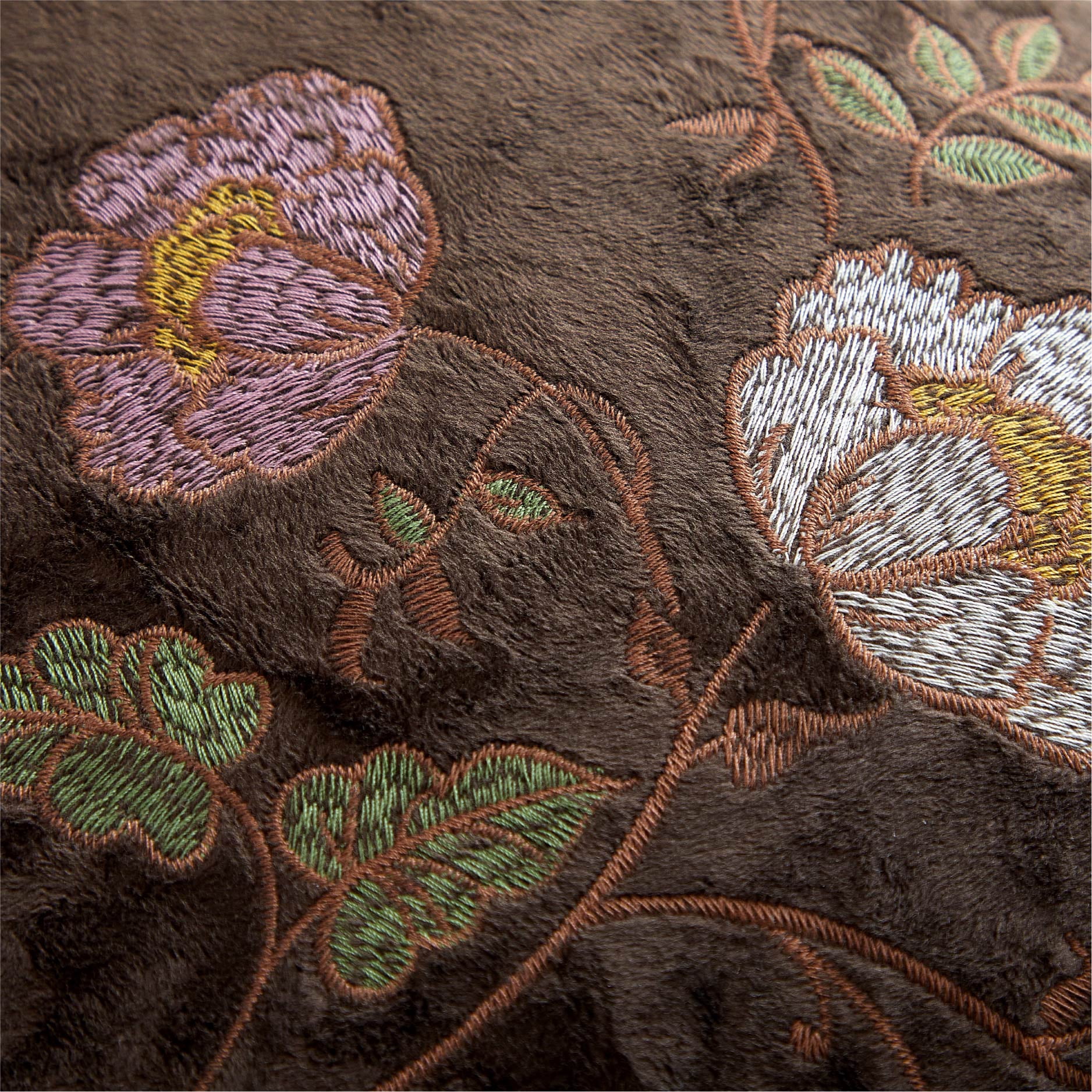The Pioneer Woman Velvet Embroidered Floral Brown Decorative Pillow, 18 in x 18 in