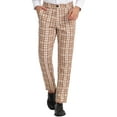 thumbnail image 1 of INSPIRE CHIC Men's Pant Checked Prom Formal Regular Fit Suit Pant 38 Khaki, 1 of 7