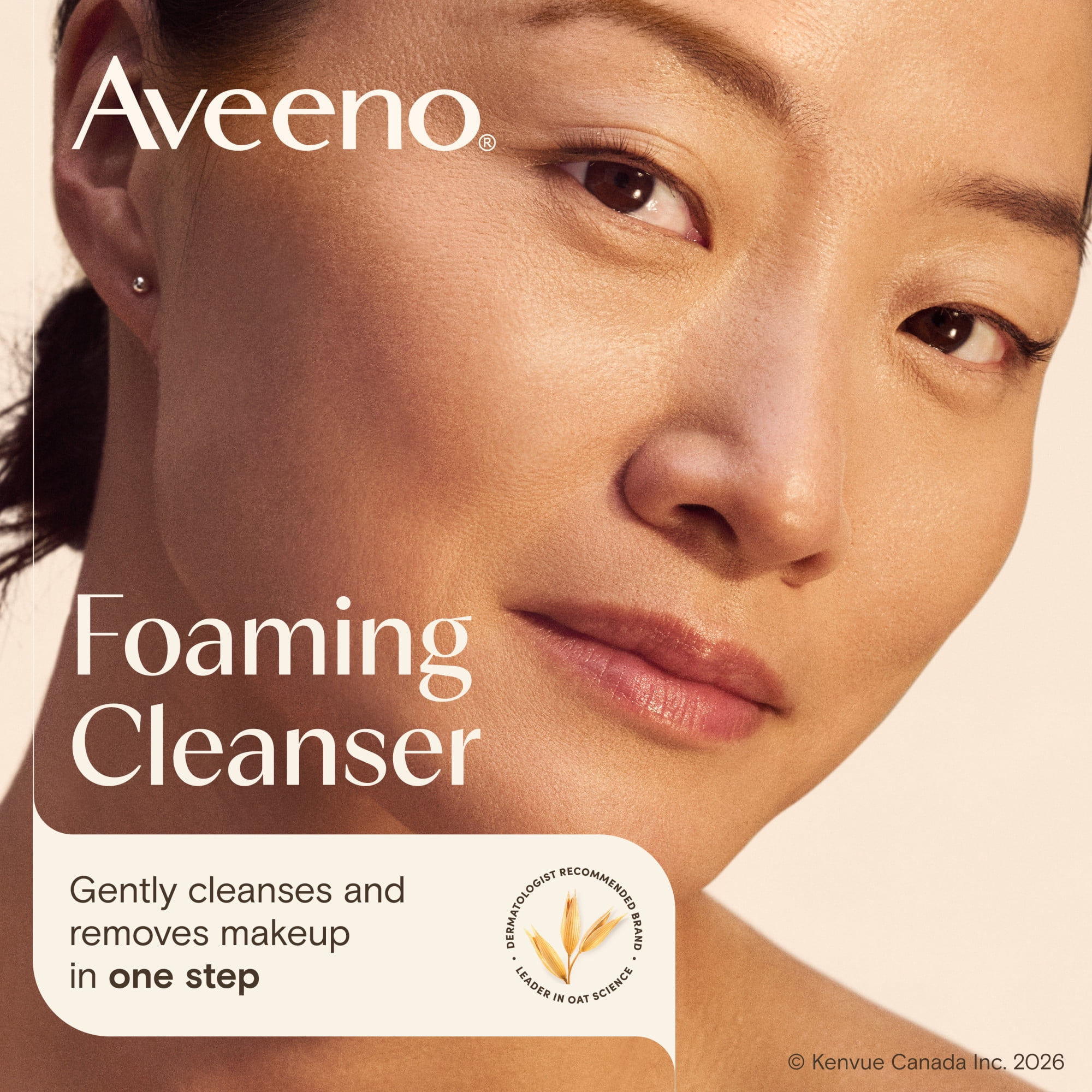 Aveeno Calm + Restore Foaming Cleanser for Sensitive Skin, Daily Face Wash Gently Removes Makeup & Cleanses Skin with Soothing Oat, 232 ml