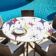 thumbnail image 6 of Red Purple Diamond Round Tablecloth, Fitted Table Cover with Elastic for 36"-44" Round Tables, Modern Geometric Middle Century Retro Table Cloth Outdoor Indoor Dinning Party Waterproof Tablecloths, 6 of 7