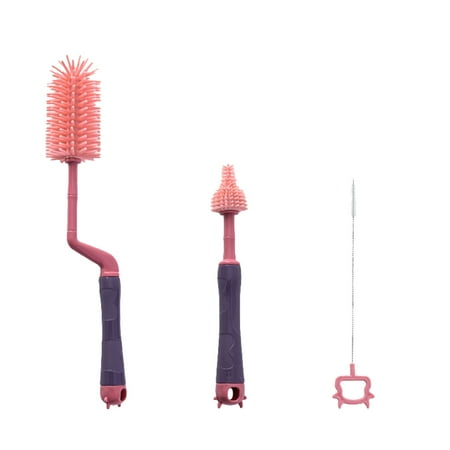 

Qepwscx Baby Bottle Brush Silicone Pacifier Brush Straw Brush Cleaning Set Long Handle Can Be Rotated 360 ° Cup Brush 3-piece Set Cleaning Supplies Clearance