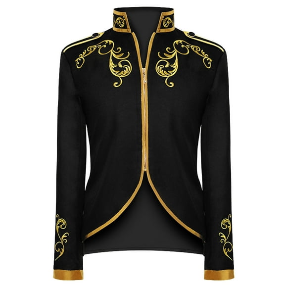 JHLZHS Men Jacket Suit White Men Winter Warm Vintage Long Sleeve Embroidery Tailcoat Jacket Suit Outwear Coat Mens Suits Slim Fit 2 Piece Wool Mens Sports Jacket