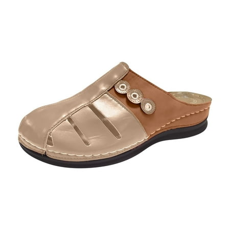 

LoyisViDion Clearance Sandals for Women New Summer Women S Sandals and Slippers Breathable Low-Heeled Women S Shoes Flash Picks Beige 8.5