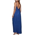 thumbnail image 5 of FRSASU Backless Cami Dresses for Women, Lace Low Back Housedress, Casual Flowy Sleeveless Solid Open Back Sundress Dark Blue, 5 of 9