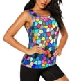 thumbnail image 2 of Balery Colorful Tie Dye Stained Glass 2 Camiseta sin mangas estampada ligera para mujer, tops de entrenamiento sin mangas, camisetas de yoga transpirables de secado rápido.-Small, 2 of 7