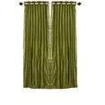 thumbnail image 3 of Ring Top Sheer Sari Curtains 60" W X 96" L matching tiebacks- Handcrafted Olive Green Indian Drapes Unlined for light & airy ambience Perfect for Living/Bedroom/Dining Room Sold in Pairs, 3 of 6