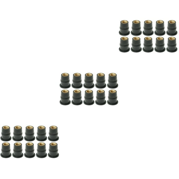 WORGEOUS 30 Pcs Metric Rubber Well Nuts Brass Insert Expansion Nut for Motorcycle