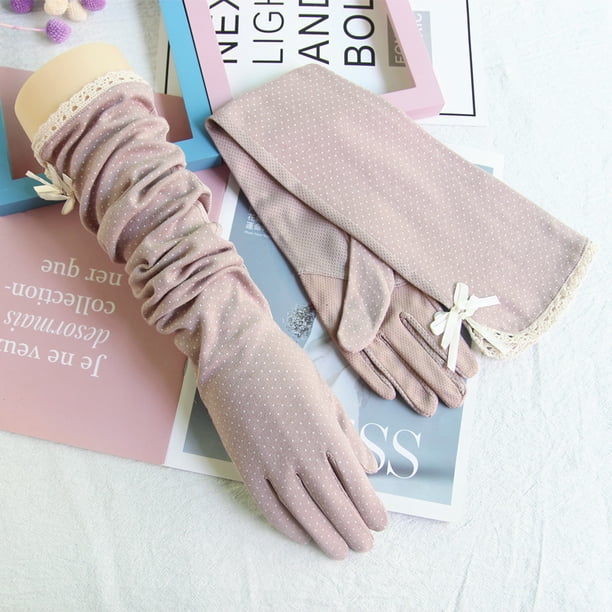 Xiao Hua Guantes ligeros de protección solar para mujer, de algodón, con protección UV para viajes largos (morados)