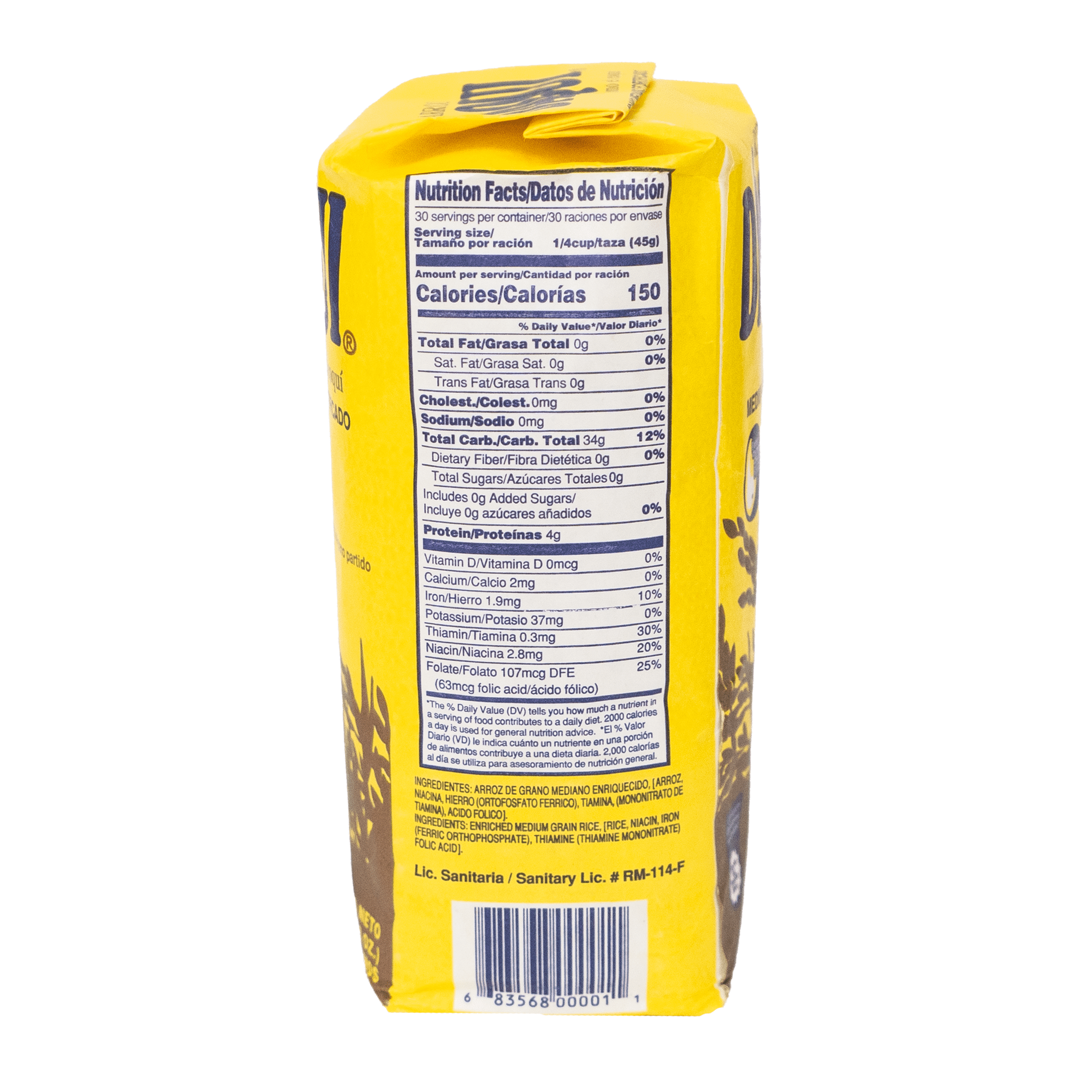 D'Aqui Medium Grain Fortified Rice, 48 oz, 3 Pounds, Gluten Free, Shelf Stable, Paper Bag, New