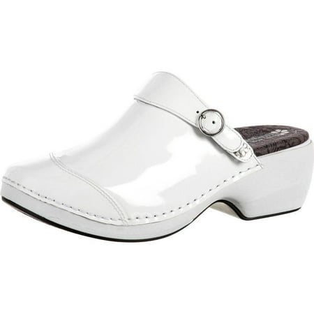 4eursole work shoes womens patent leather clog white