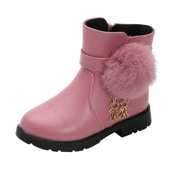 Otqutp Baby Flat Sneakers Kids Baby Girls Princess Shoes Fashion Bowkont Cotton Boots 4 to 13 Years Autumn Winter Snow Boots