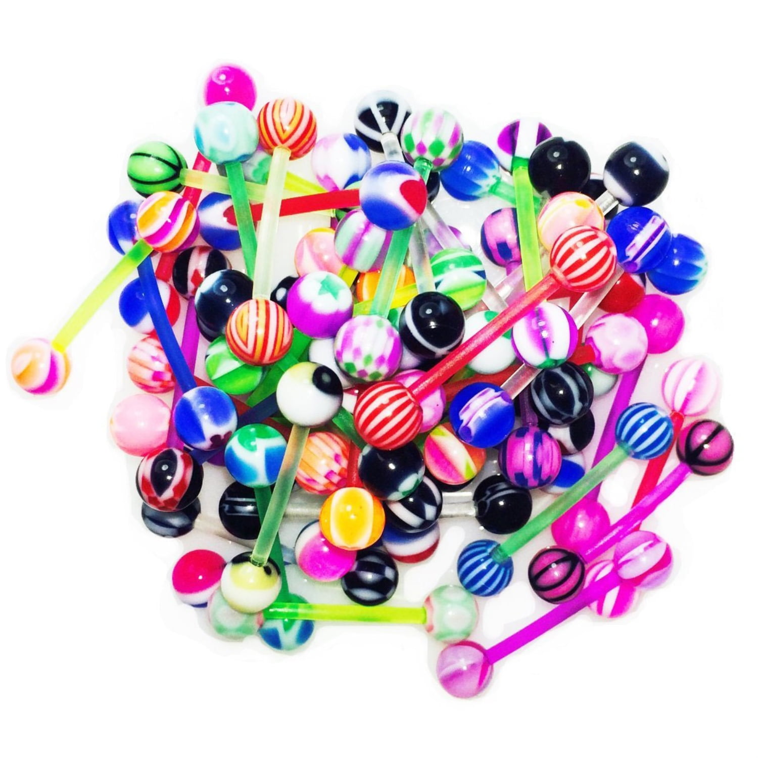 Wholesale 60 Different Tongue Nipple Ring Bar Body Jewelry Assorted JW450 TW 
