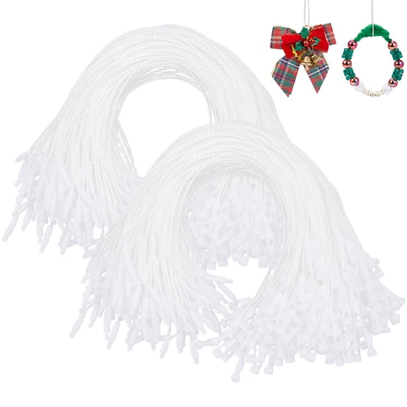 1set 600pcs Ornament String Hangers Ornament Hooks White Precut Ribbon Ropes Ornament String with Snap Fastener Polyester Wire for Christmas Tree Holiday Party Hanging Decorations Crafts