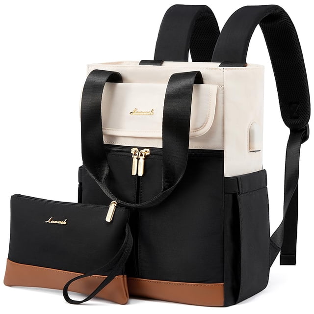 Monedero tipo mochila LOVEVOOK Convertible Mini negro y crema, juego de 2 piezas