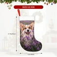 Daiia Dog in Lavender Flowers Print Christmas Stocking，18"Large Knitted
