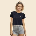 thumbnail image 3 of Dalix Cappuccino Embroidered Cropped Flowy Soft Cotton Short Sleeve T Shirt Womens in Heather Navy 2XL XX-Large, 3 of 5
