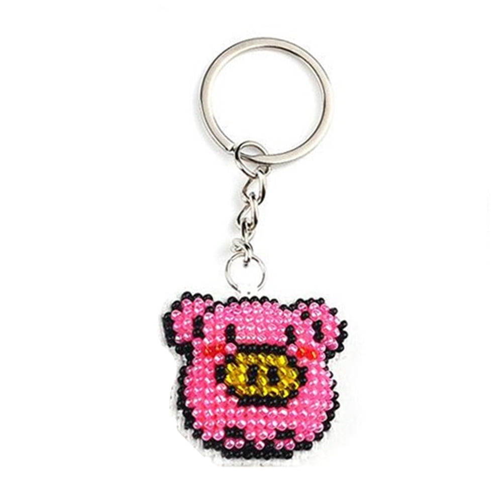 Beginner keychain embroidery kitFull kit with ringModern embroidery kit cross stitchHand