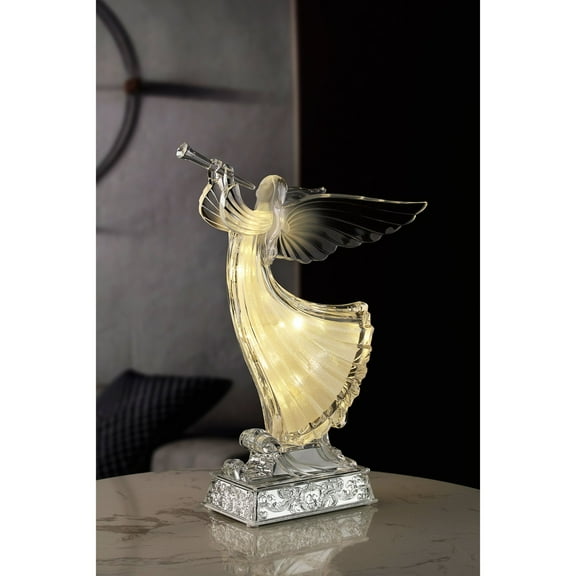 Icy Giftware Set of 2 Clear Pre-Lit LED Glitter Angel Christmas Tabletop Decorations 12"