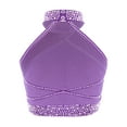 thumbnail image 2 of TSSOE Kids Girls Sparkly Halter Neck Hip Hop Jazz Latin Belly Ballet Dance Crop Tank Top Vest Bra Shirts Dancewear Purple 12, 2 of 3