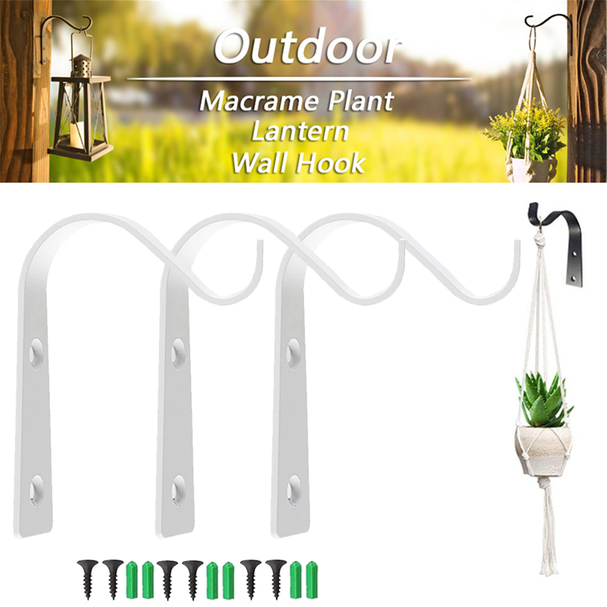 Elbourn 3Pcs Iron Wall Hooks Metal Heavy Duty Small Plant Hanger