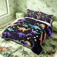 thumbnail image 3 of Manfei Neon Dinosaur Wildlife Quilt King,Gothic Starry Sky King Coverlet Set,Black Purple,3-Piece,1 Bedspread and 2 Pillowcases, 3 of 7