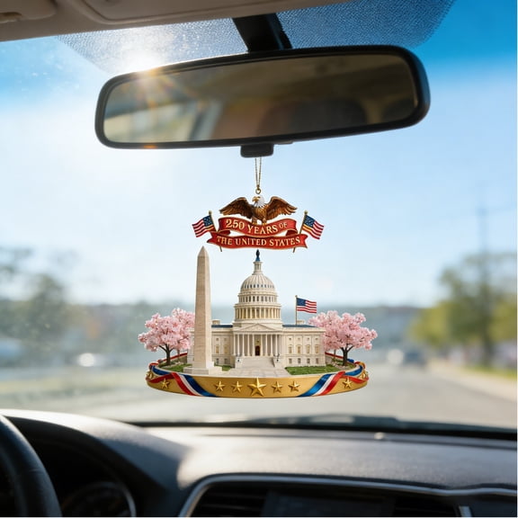 USA 250th Anniversary Decorative Pendant, 250 Year Anniversary Memorabilia Acrylic 2D Ornament, Patriotic Decoration for Home Christmas Tree Decor, Gift for History Enthusiasts, Collectors, Friends