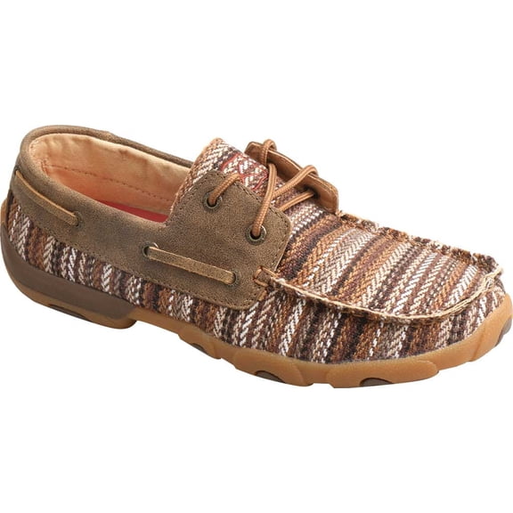 Women's Twisted X WDM0114 Driving Moc Boat Shoe Multi/Bomber Fabric/Leather 5.5 M