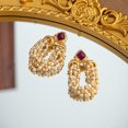 thumbnail image 5 of Electroplating Retro Earrings Trendy Copper Simulated Pearl Earrings Beading Earrings, 5 of 5