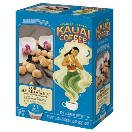 Kauai Coffee Vanilla Macadamia Nut K-Cup Coffee Pods, Medium Roast, 24 Ct