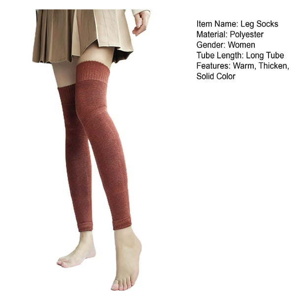 Women Long Socks Winter Knit Over Knee Thigh High Yoga Leggings Solid Leg  Warmer