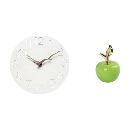 Wall Clock Statue Ceramic Figurine Silent Movement Modern Artistic Decor for Living Room Bedroom Office