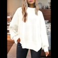 thumbnail image 4 of Suéteres de Murciélago Extragrandes para Mujer, Conjuntos de Otoño 2025, Suéteres de Cuello Redondo de Punto con Abertura Lateral, Tops de Moda. XL, 4 of 8